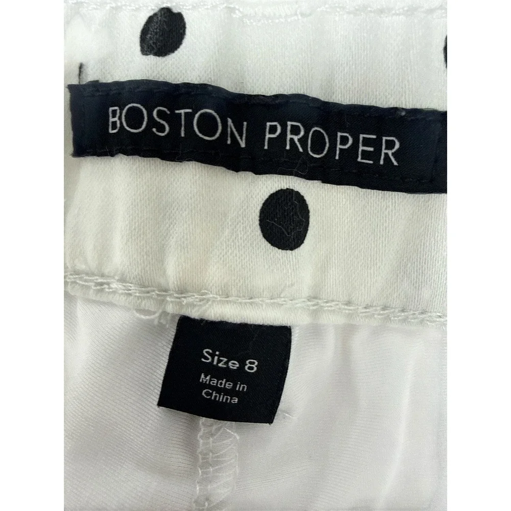 Boston Proper Polka Dot Skirt Womens 8 White Good Denim Mini Quiet Luxury